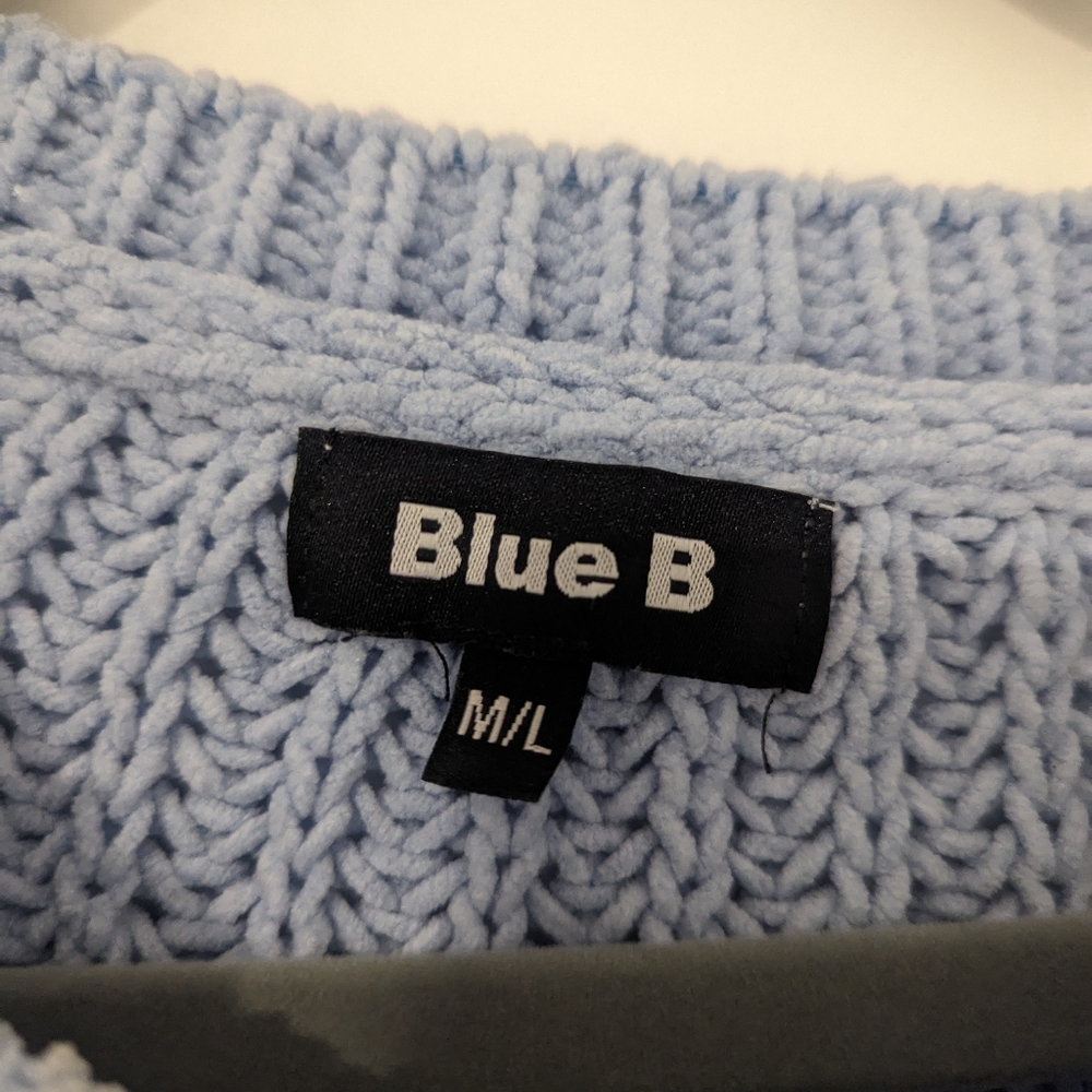 Chunky Waffle Knit Sweater, Blue Size M/L - Picture 6 of 6